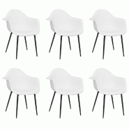 Chaises à manger lot de 6 blanc PP Modèle Nectar Horizon - 3082356