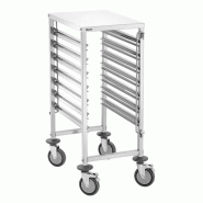 Chariot inox à glissières 7 x GN 1/1 (P)65 mm, avec tablette supérieure, à assembler