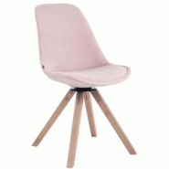 Décoshop26 - Chaise de salle à manger x1 chaise visiteur assise pivotant à 360° en velours rose piètement en bois carré clair 10_0003506 - 30002 Décoshop26 - Chaise de salle à manger x1 chaise visiteur assise pivotant à 360° en velours rose piètement en bois carré clair 10_0003506 - 30002