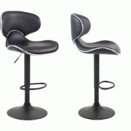 Décoshop26 - Lot de 2 tabourets de bar design contemporain pieds en métal noir assise en synthétique noir 10_0000345 - noir 3000848169607 Décoshop26 - Lot de 2 tabourets de bar design contemporain pieds en métal noir assise en synthétique noir 10_0000345 - noir 3000848169607