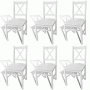 Décoshop26 - Lot de 6 chaises de salle à manger cuisine en bois blanc style classique CDS022157 - blanc 3000024341537 Décoshop26 - Lot de 6 chaises de salle à manger cuisine en bois blanc style classique CDS022157 - blanc 3000024341537