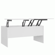 Décoshop26 - Table basse de salon plateau réglable design moderne 102 x 50,5 x 46,5 cm bois d'ingénierie blanc DEC037808 - blanc Bois massif 300026