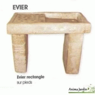 Evier en pierre reconstituée, style ancien, aspect vieilli, rectangulaire, hairie - 212093-avec pieds