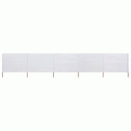 Helloshop26 - Brises-vue paravent 5 panneaux tissu 600 x 160 cm blanc sable 02_0008825 - 3000473147766
