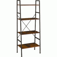 Helloshop26 - Grande étagère bibliothèque au look industriel/ vintage 4 niveaux 139 cm marron 08_0000280 - 3000956799789