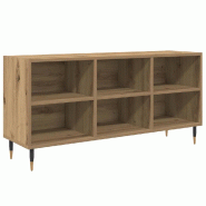 Helloshop26 - Meuble TV rectangulaire moderne avec rangements pratiques 103,5 x 30 x 50 cm en bois d'ingénierie chêne artisanal 02_0052752 - métal