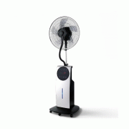 INTEC Ventilateur Brumisateur Eau Fraîche 5 Roulettes 90W Ø50cm 2 Pains de Glace Télécommande Affichage Température Diffuseur Parfum - noir 37015