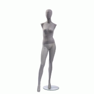 Mannequin femme Vintage - tête et buste en lin gris - jambes en fibre de verre gris