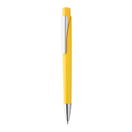 Stylo à bille en plastique - attributs argentés - encre bleue - couleur jaune - poids 9g Stylo à bille en plastique - attributs argentés - encre bleue - couleur jaune - poids 9g