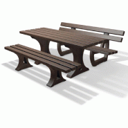 Table Pique Nique Tivoli avec banc et banquette en Plastique Recyclé Premium_0