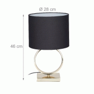 Table socle or mÉtal lampe de chevet abat jour tissu design noir 13_0001404/2