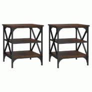 Tables d'appoint 2 pcs Chêne marron 40x42x50 cm Bois ingénierie Modèle Outdoor Omega Prime - 825781