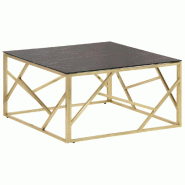 VidaXL Table basse doré acier inoxydable et verre trempé Modèle Savane Chic - 349948