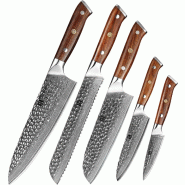 XinZuo - Set de couteaux Damas 5 pièces - Série B13D Yu - multicolore multi-matériau B13D-A5
