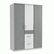ARMOIRE RANGEMENT LAVAL GRIS BÉTON STRUCTURE BLANCHE 3 PORTES 3 TIROIRS ARMOIRE RANGEMENT LAVAL GRIS BÉTON STRUCTURE BLANCHE 3 PORTES 3 TIROIRS