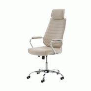 CLP Fauteuil de bureau Rako similicuir Crème - beige polyester 19411104 CLP Fauteuil de bureau Rako similicuir Crème - beige polyester 19411104