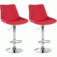 CLP Lot de 2 tabourets de bar Toni tissu Rouge/Métal chromé - rouge textile 323999 CLP Lot de 2 tabourets de bar Toni tissu Rouge/Métal chromé - rouge textile 323999