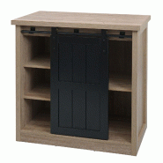 Décoshop26 - Commode avec porte coulissante et 5 compartiments aspect bois métal industriel 84x80x40 cm couleur naturelle 04_0006500 - métal 300026