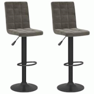 Décoshop26 - Lot de 2 tabourets de bar chaises hautes coutures carrées en velours gris foncé et acier noir DEC029722 - gris 3000257522925