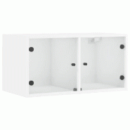 Helloshop26 - Armoire murale avec portes en verre blanc 68,5 x 37 x 35 cm style élégant rangement pratique en bois blanc 02_0049337 - blanc verre 30