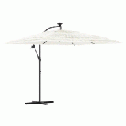 Helloshop26 - Parasol de jardin avec mât en acier 269 x 269 x 235 cm protection solaire mécanisme à manivelle en polyester blanc 02_0056381 - blanc
