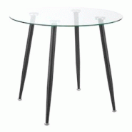 Helloshop26 - Table de salle à manger ronde verre trempé acier 75 x 80 cm transparent noir 03_0008833 - 3001046632696 Helloshop26 - Table de salle à manger ronde verre trempé acier 75 x 80 cm transparent noir 03_0008833 - 3001046632696