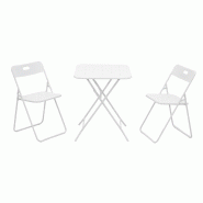 Merax set bistro, 3-pièces, résistant aux intempéries, blanc - blanc acier W2021P420039
