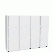 Meuble 12 cases de couleur - MDD - Blanc, A clé, 4 x 3 cases_0