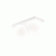 Plafonnier LED série 8378 en métal blanc mat, 2 x 8 W 3000 K, design moderne avec diffuseurs en verre soufflé satiné, IP40 - Perenz - blanc 8378 B LC