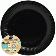 ProNappe Assiette exacompta carton rond diam. 23cm coloris noir paquet 20 unites. - noir 79211I