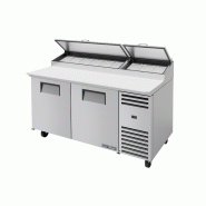 Table de préparation de pizza réfrigérée positive 9 bacs GN 1/3 2 porte pleine 583L True