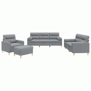 VidaXL Ensemble de canapés 4 pcs coussins gris clair tissu Modèle Cristal Chic - 3201560