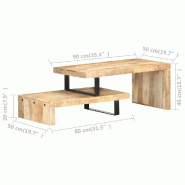 VidaXL Ensemble de table basse 2 pcs Bois de manguier massif Modèle Apex Marine - 320392XL