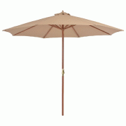 VidaXL Parasol d'extérieur avec mât en bois 300 cm taupe Modèle Neptune Balcon - 44496