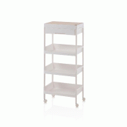 AQA Design Chariot LANDO-B, en polypropylène blanc et MDF L.40 P.26 H.68 MP02880 - blanc plastique polypropylène MP02880
