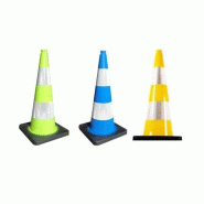 Cône de signalisation 75 cm couleur bleu, vert ou jaune