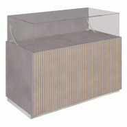 Comptoir vitrine fond bois Vertigo T01 MDF naturel et béton 120x60x93cm