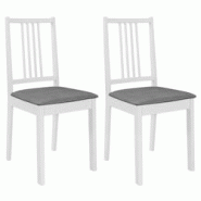 Décoshop26 - Lot de 2 chaises de salle à manger design classique avec coussins gris cadre en bois blanc DEC025464 - blanc 3000255258673 Décoshop26 - Lot de 2 chaises de salle à manger design classique avec coussins gris cadre en bois blanc DEC025464 - blanc 3000255258673