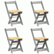 Décoshop26 - Lot de 4 chaises de salle à manger pliables design rustique en bois de pin gris DEC026287 - gris Bois massif 3000255733248