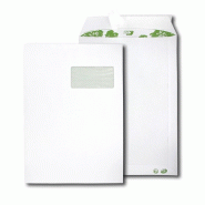 GPV Boîte de 250 pochettes Green blanches 229x324/C4, 90 g/m², avec fenêtre 100x50 à 20/52, adhésives avec bande - 3250650028313