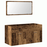 Helloshop26 - Armoire de salle de bain murale avec miroir 90 x 38,5 x 46 cm espace de rangement pratique style vintage en bois 02_0050873 - Bois massi