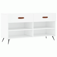 Helloshop26 - Banc à chaussures bottes commode étagère meuble entrée rangement 102 x 35 x 55 cm bois d'ingénierie blanc 02_0022882 - blanc Bois m