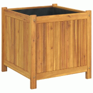 Helloshop26 - Jardinière bac lit surélevé plantes fleurs terrasse jardin avec doublure 50 x 50 x 50 cm bois massif d'acacia marron 02_0038136 - 300