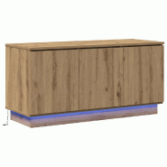 Helloshop26 - Meuble TV rectangulaire moderne avec éclairage LED 100 x 38 x 49 cm en bois d'ingénierie chêne artisanal 02_0052207 - Bois massif 300