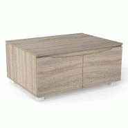Helloshop26 - Table basse rectangulaire 80 x 60 x 37 cm avec rangement élégant et ouverture double style moderne en MDF chêne 20_0018773 - 30002325