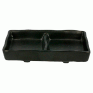 Plat 2 compartiments mélamine noir 13,1x8,1x2,7cm - par 12