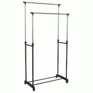 Portant double en métal avec roulettes Je Cherche Une Idee - noir polyester CM2792 Portant double en métal avec roulettes Je Cherche Une Idee - noir polyester CM2792
