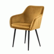 SalesFever Chaise salle à manger|Revêtement tissu aspect velours|cadre métal réglable hauteur|Matelassage diamant|L61xP60xH85cm|jaune moutarde–n SalesFever Chaise salle à manger|Revêtement tissu aspect velours|cadre métal réglable hauteur|Matelassage diamant|L61xP60xH85cm|jaune moutarde–n