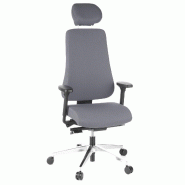Siège de bureau  / Siège de direction PRO-TEC 400, tissu anthracite, alu poli hjh OFFICE - gris polyester 608430