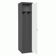 SimonRack Vestiaire Métallique Professionnel 1 Porte avec Clé, Double Compartiment, 1800x400x500, Anthracite/Blanc - Simonlocker - noir métal 84254